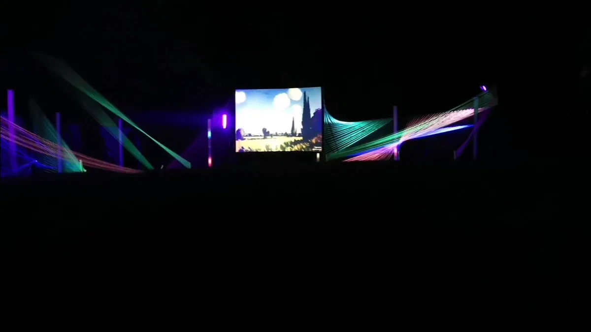 Video Mapping audio-réactif · LED audio-réactif · Collaboration artistique — Hadra Trance Festival, Vieure 2024 (2)